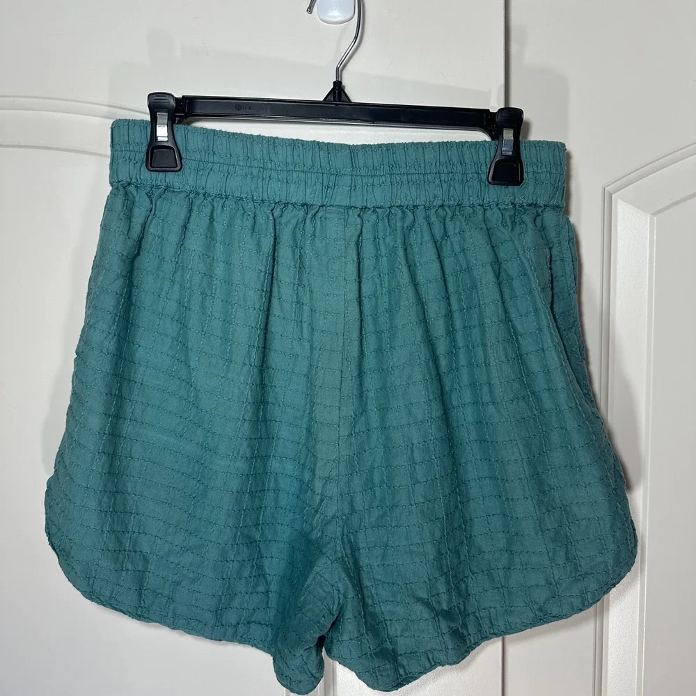 NWT MIRTH Field Top & Shorts Set Womens Small Teal Stitch Cotton Handmade Boho - Picture 9 of 11